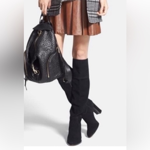 Michael Kors 🖤 Two Way Over Knee Boot Slouchy Wide Split Open Top Black Suede - Picture 4 of 16